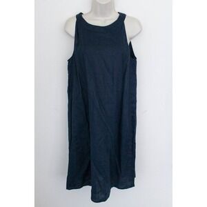 J. Jill Dress Small Dark Blue Love Linen Sleeveless Shift Halter Casual Travel
